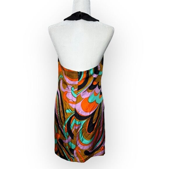 Milly New York Retro Kaleidoscope Multicolor Halter Dress w/ Open Back Size 6 - Picture 5 of 10